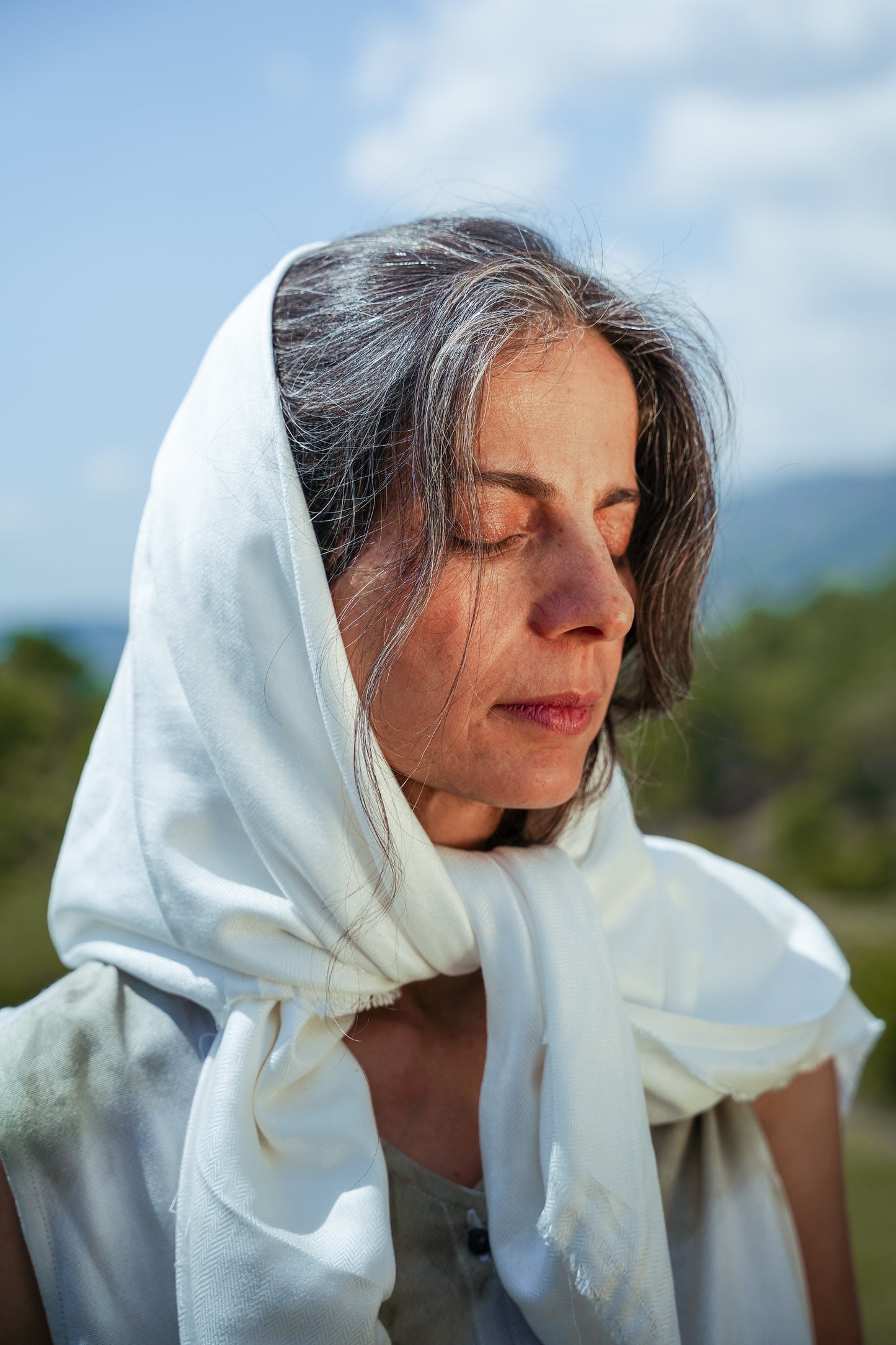 L.21 Unisex Herringbone Weave Square Scarf Made from Soft Lotus Fiber