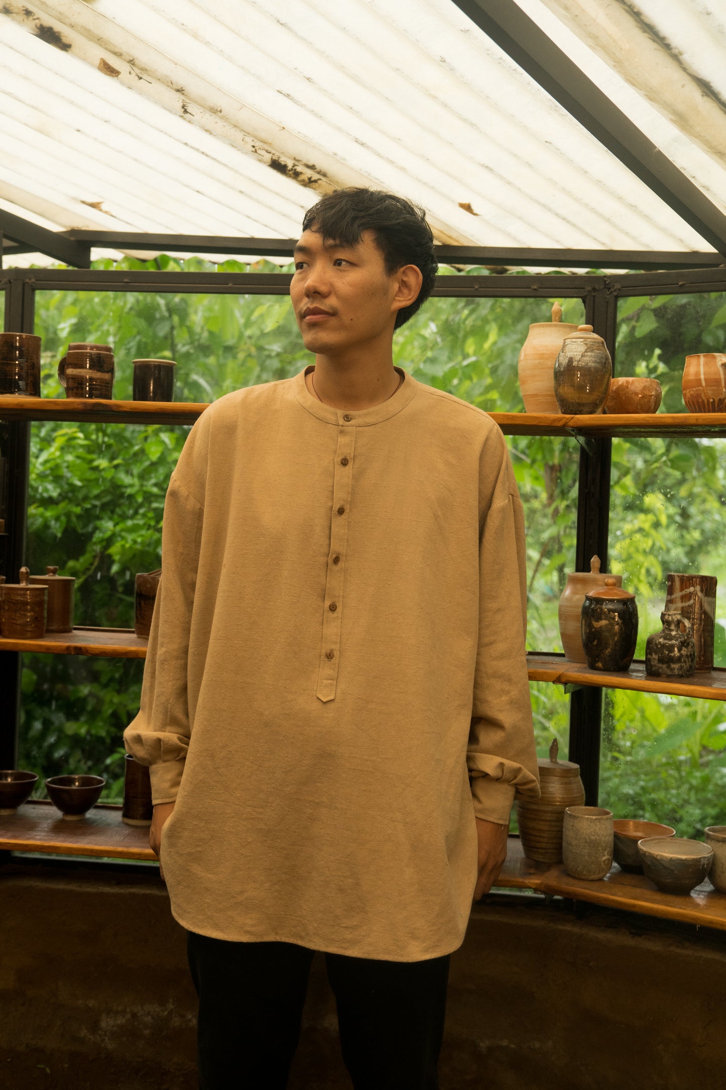 KC.10 Oversized Breezy Kala Cotton Shirt with Generous Sleeves and Scooped Hem