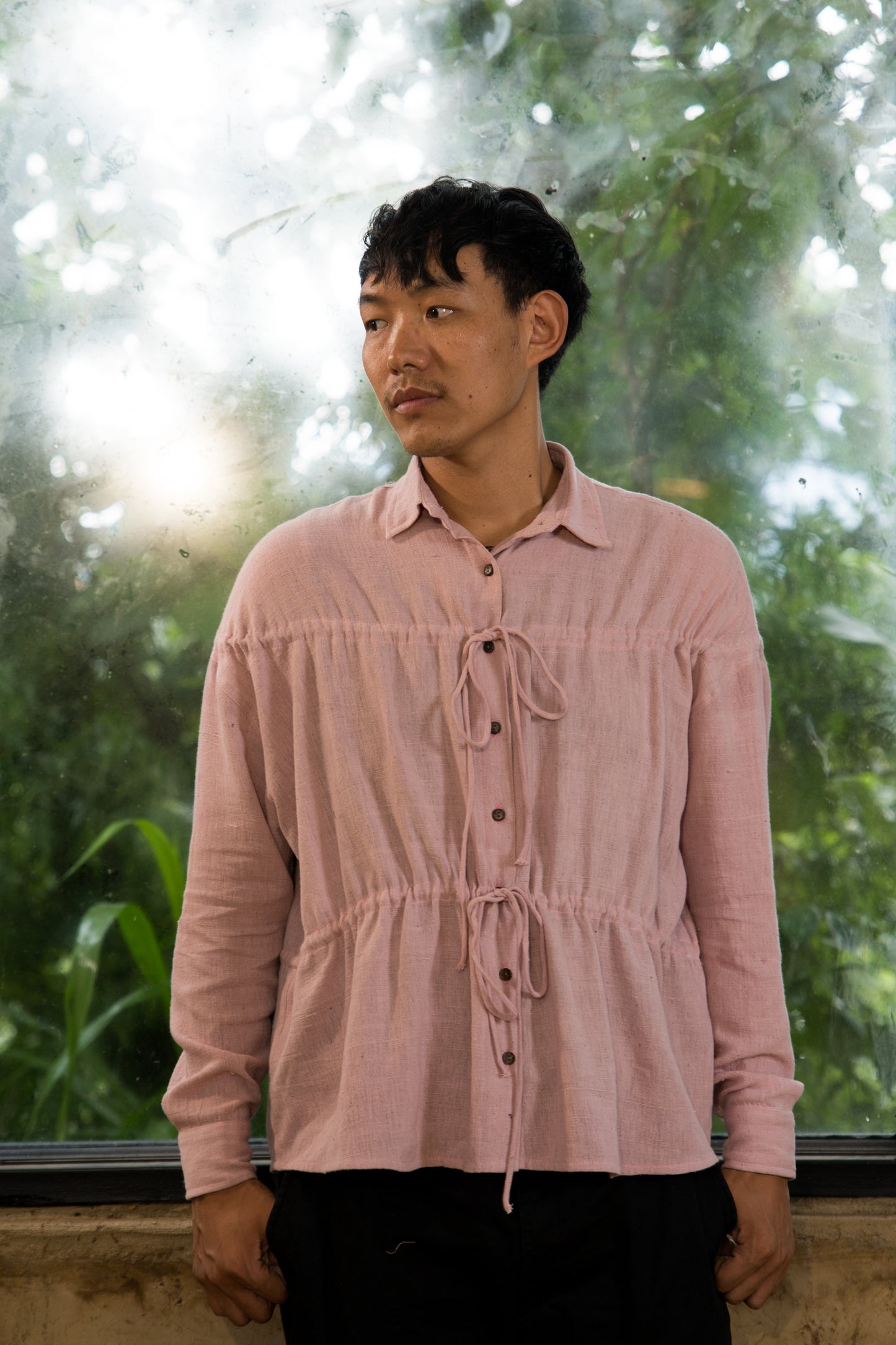 KC.02 Unisex Kala Cotton Shirt with Drawstring Ties and Oversized Fit