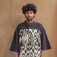 KI.03 Unisex Loose Fit Oversized Kala Cotton Shirt with Uzbek Ikat Patches