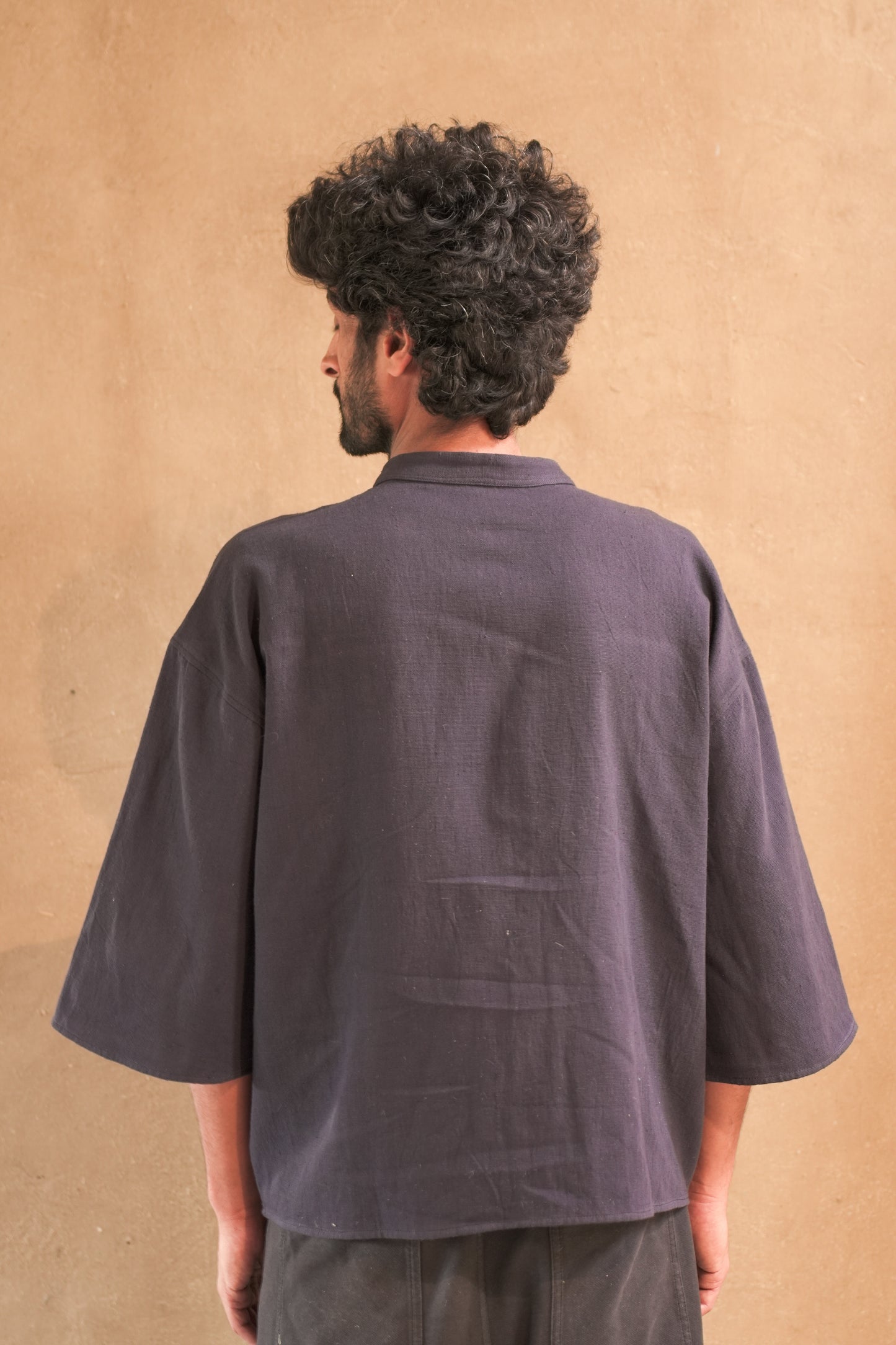 KI.03 Unisex Loose Fit Oversized Kala Cotton Shirt with Uzbek Ikat Patches