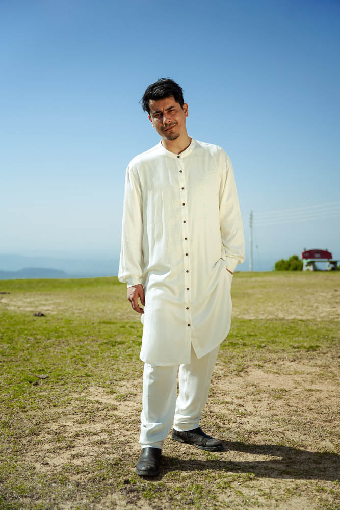 L.12 Unisex Chinese Collar Shirt with Side Split and Pocket Details in Multiple Lengths