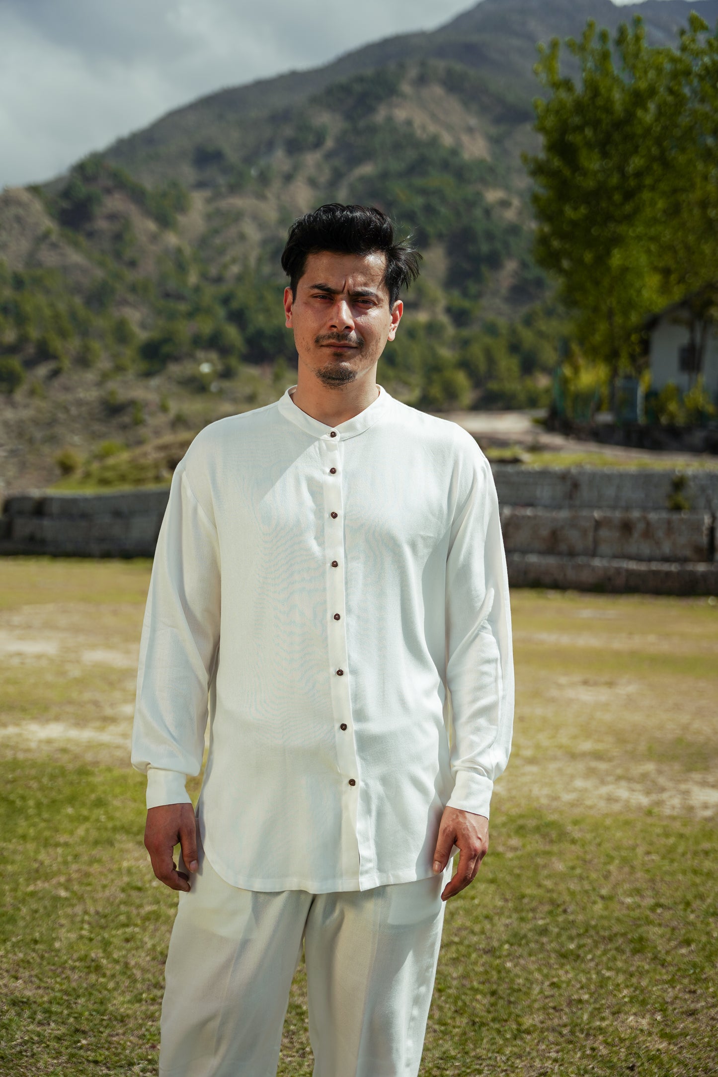 dress shirt in chinese White Signature Mandarin Dress Shirt Custom / Custom