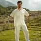 L.01 Unisex Resort Shirt in White with Boxy Fit and Front Pockets