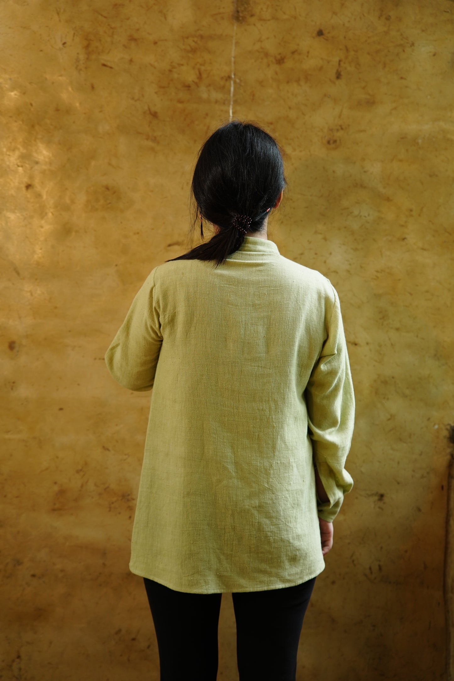 KC.04 Organic Kala Cotton Kurta Top with Hand-Embroidered Stand-Up Collar