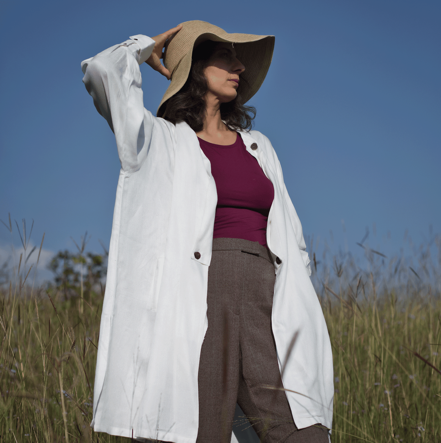 L.04 Minimalist Unisex Shrug Jacket with Folded Placket and Coconut Buttons