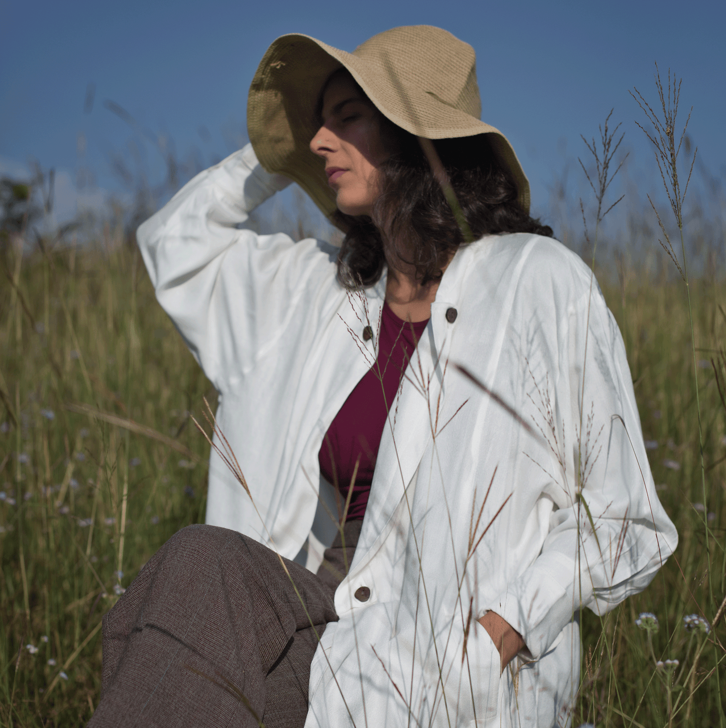 L.04 Minimalist Unisex Shrug Jacket with Folded Placket and Coconut Buttons