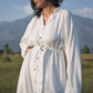 L.05 Lightweight Unisex Shirt Dress with Notched Collar and Side Pockets