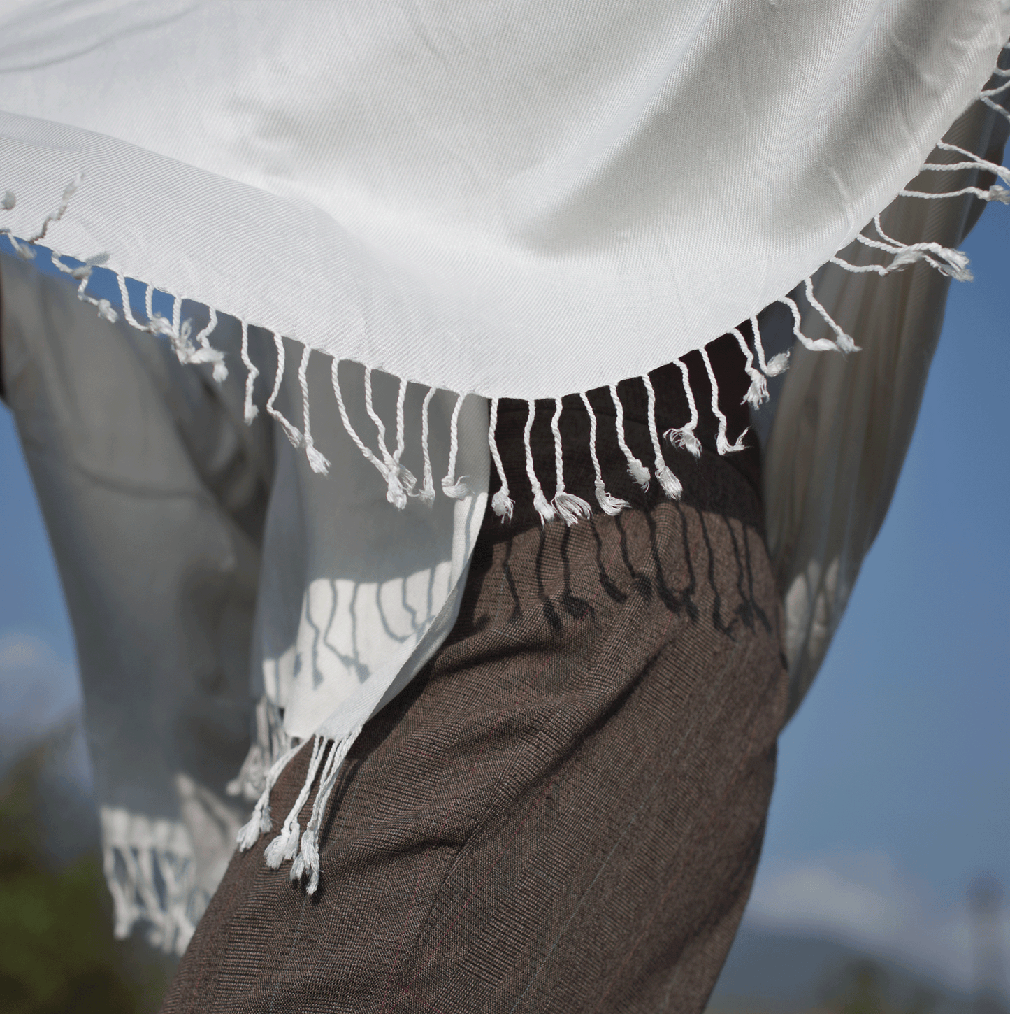 L.06 Handwoven Lotus Fiber Scarf with Hand-Twisted Hem and Lustrous Feel